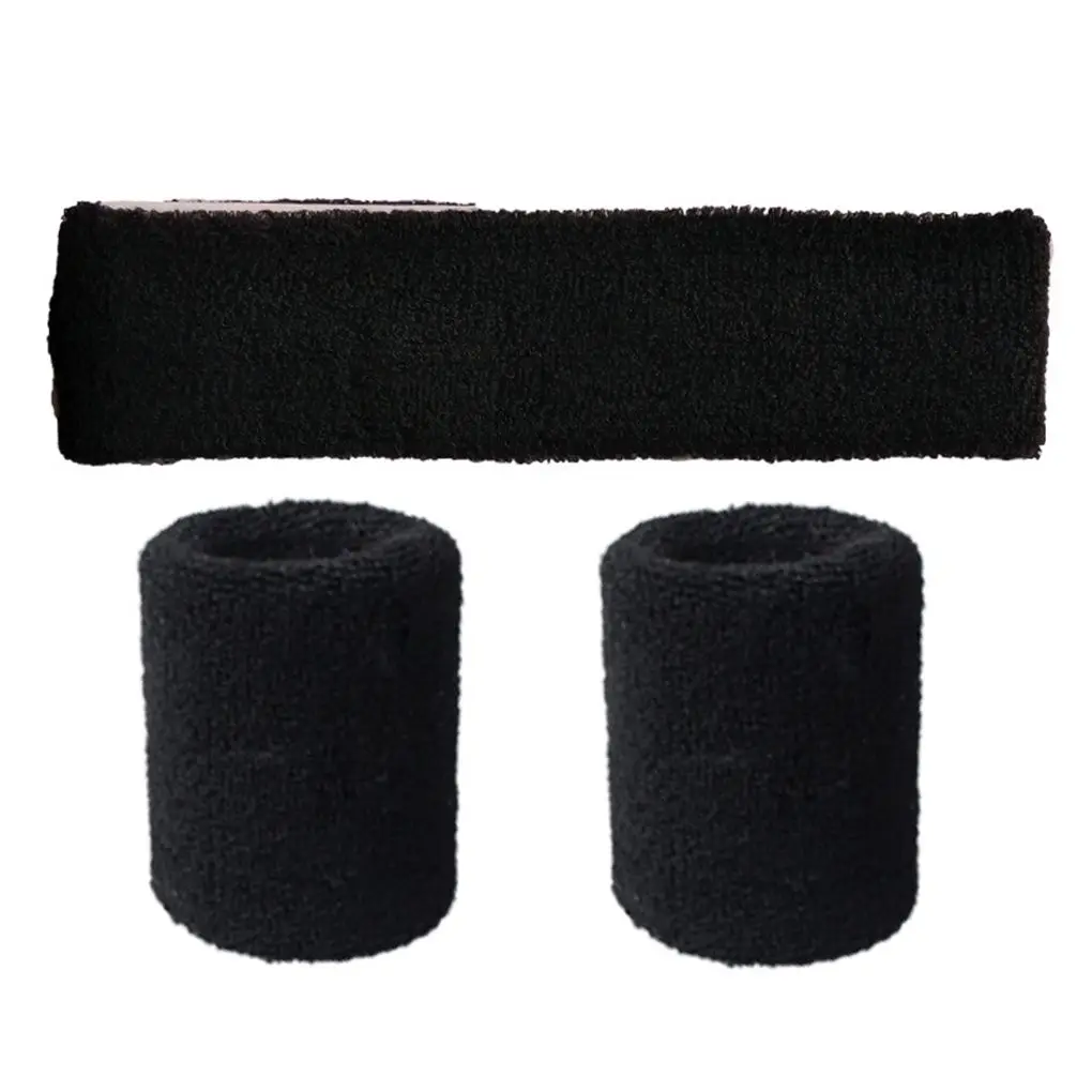 

Unisex Polyester Elastic Wristband Headband Set Solid Color Breathable Sports Basketball Sweatband