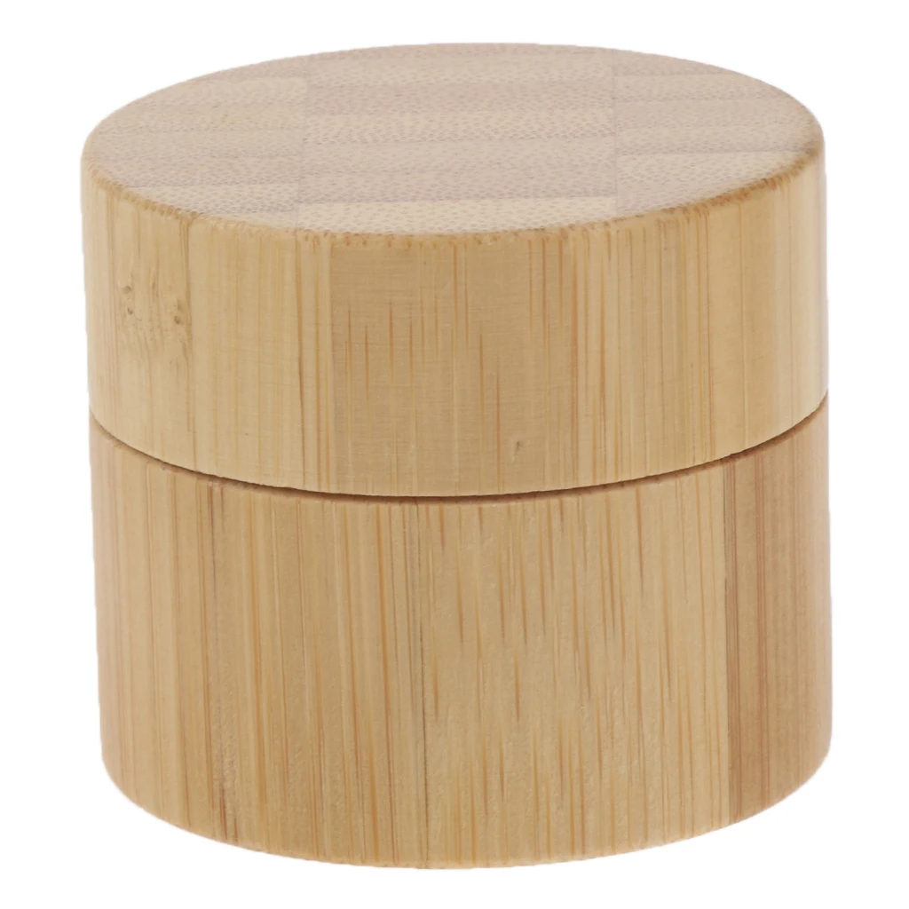 Natural Wood Glass Refillable Empty Roller Wood Glass Bottle + Lip Balm Cream Jar Pot for Travel Cosmetic Makeup