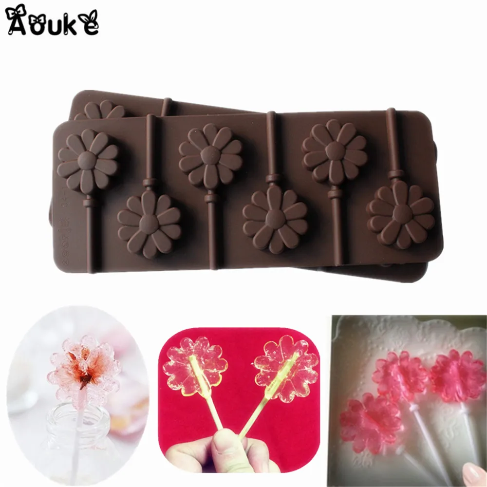 Flower Lollipop Silicone Chocolate Mold Cake Fondant Cookie Mould Jelly