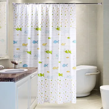 

New Cute Cartoon Bubble Fish Shower Curtain Green Waterproof And Mildew Shower Partition Shower Curtain Variety Of Size Options