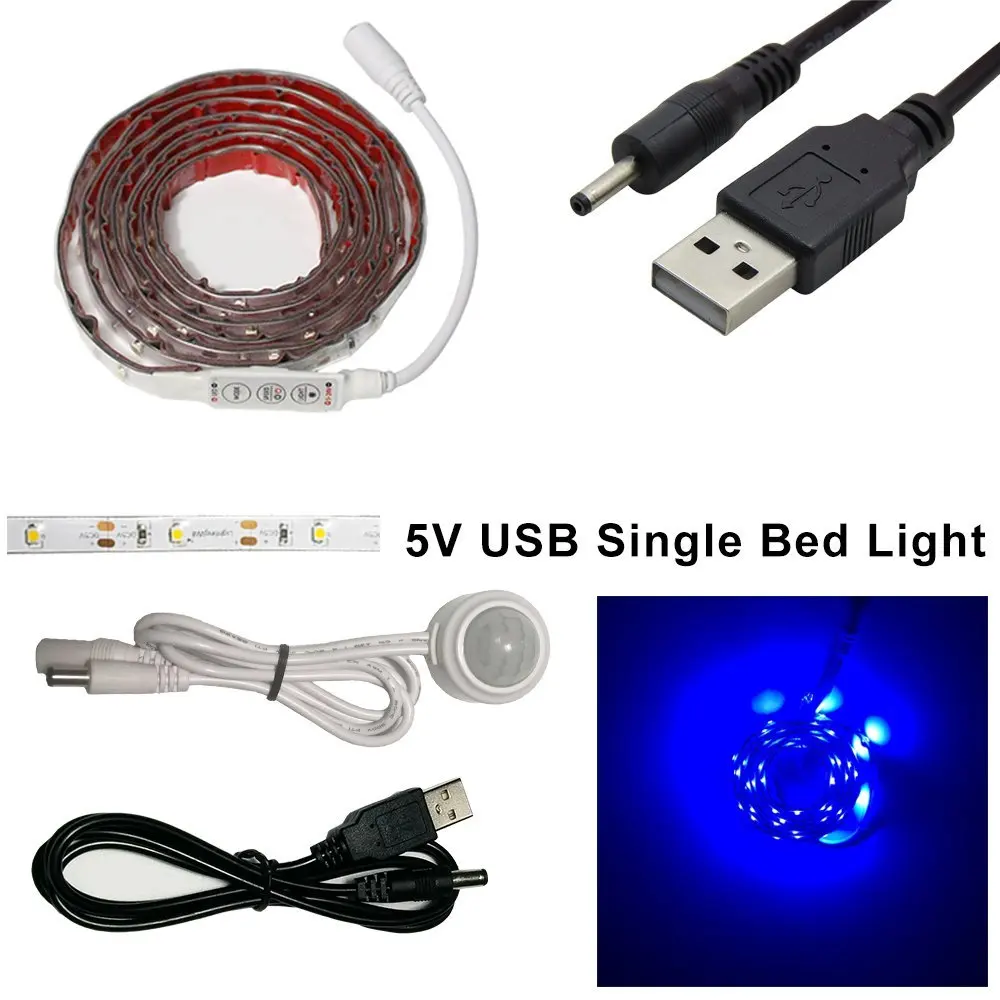 Dimmable DC5V Single LED Bed Light Blue Color Motion Sensor LED Night