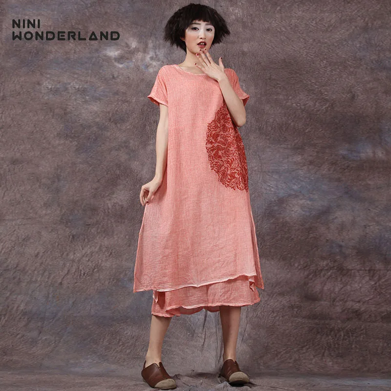 NINI WONDERLAND летнее платье с вышивкой в стиле ретро женское хлопковое свободное