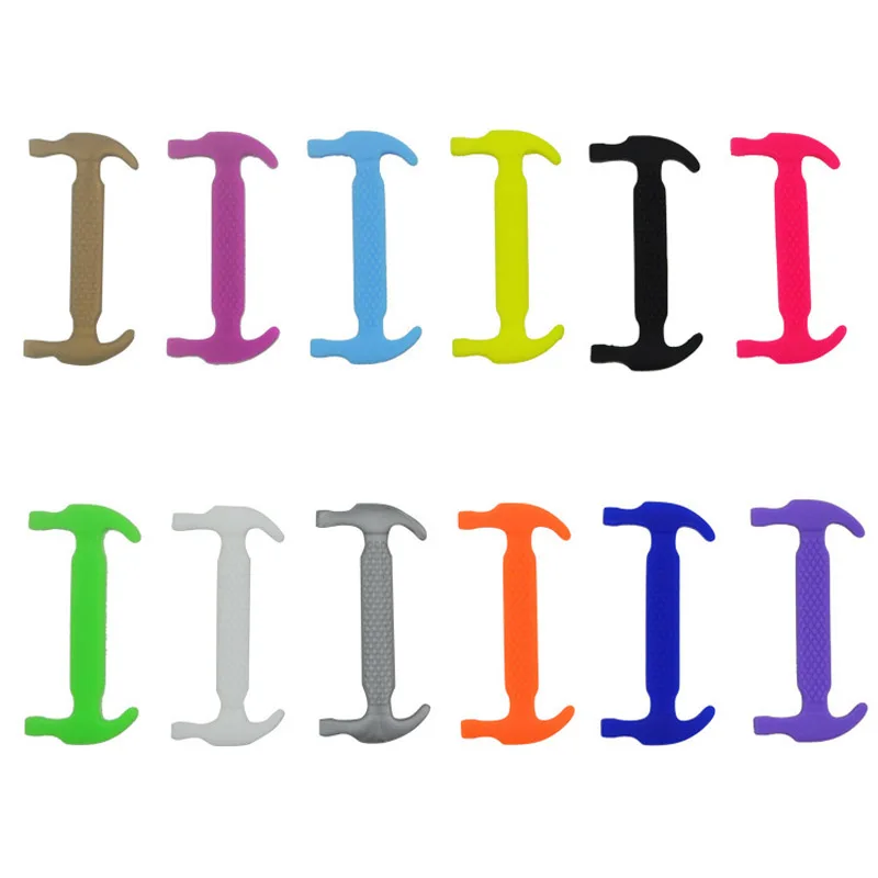 Vtie 12 Sets (196Pcs)Girl  Lazy Shoelace Lace Shoelace Buckle Flat Square Head Bracelet Canvas Leisure Sports Shoes  Silicone