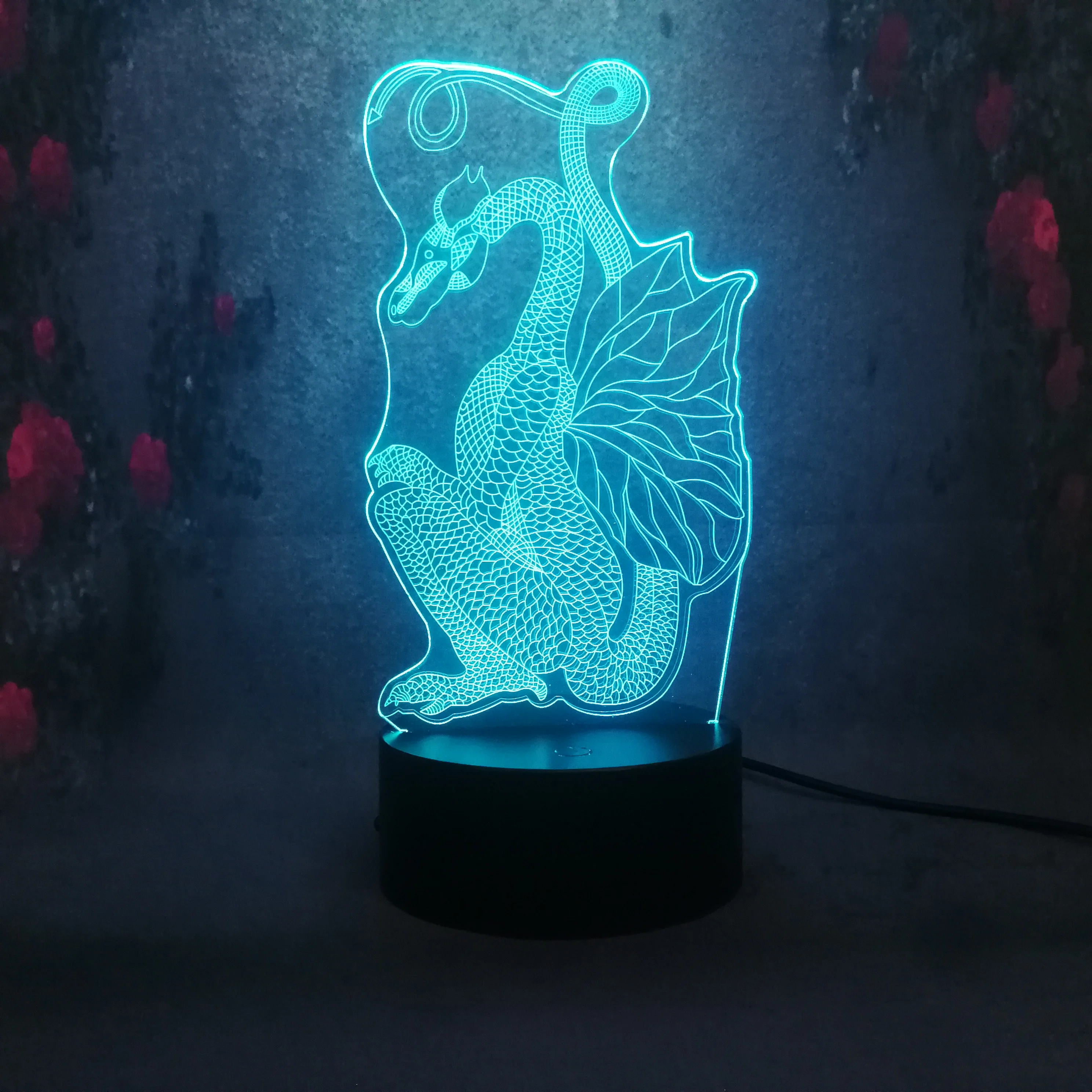 Papercut стиль дракон форма ночник 3D RGB зарядка многоатрибутная Светодиодная