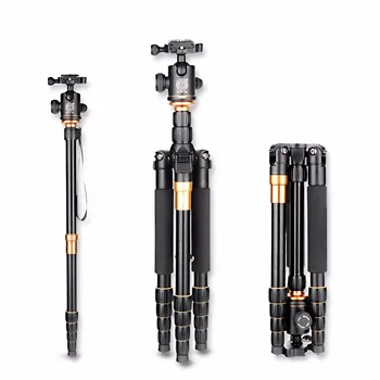 

QZSD Q666 Professional Tripod With Q-02 360 Degree Swivel Fluid Head For Canon For Pentax For Sony For Olympus DSLR Camera
