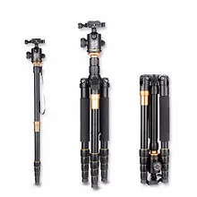 QZSD Q666 Professional Tripod With Q-02 360 Degree Swivel Fluid Head For Canon For Pentax For Sony For Olympus DSLR Camera