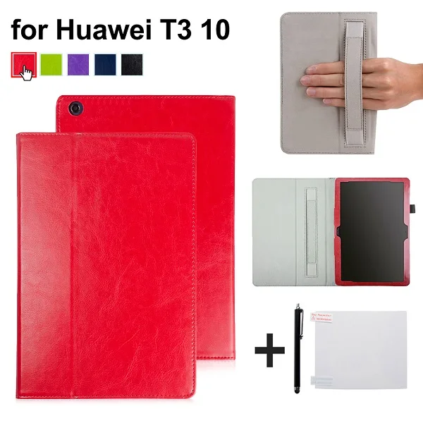 Для huawei MediaPad T3 10 AGS-W09 AGS-L09 из искусственной кожи чехол для 9,6 ''планшет стенд чехол с держателем руки+ подарок