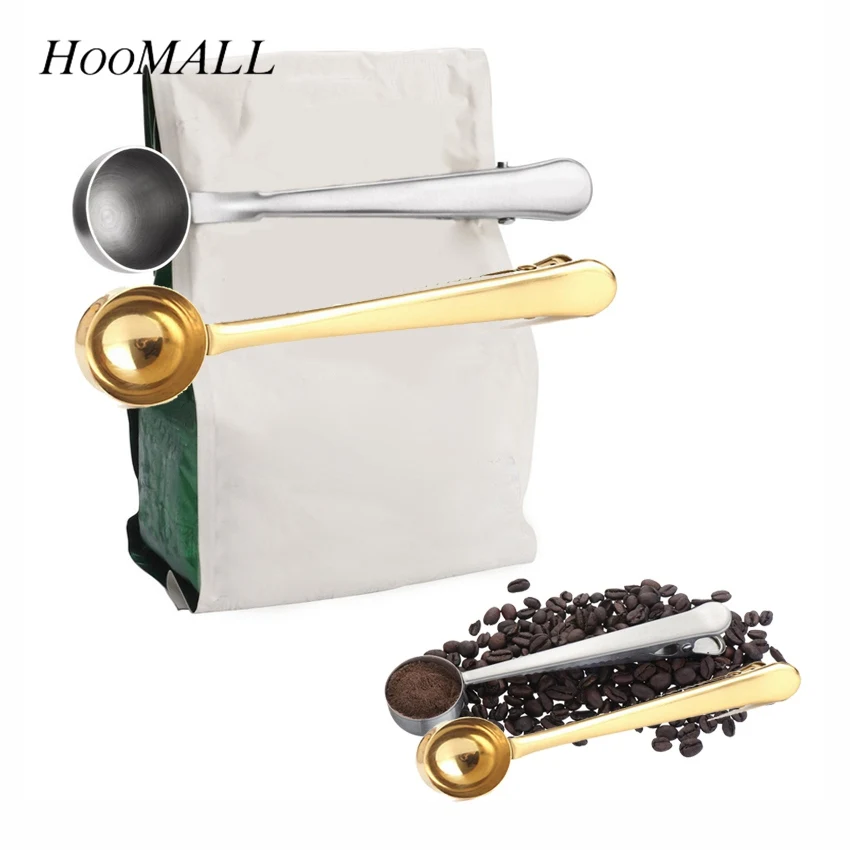 Hoomall Multifunction Coffee Scoop With Clip Stainless Steel Tea Coffee