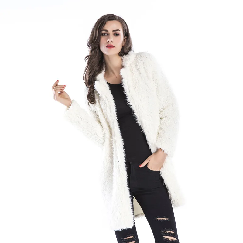 

YYFS 2018 New Autumn Winter Women's Fleece Coats Female Long Sleeve Outerwear Warm Thick Casual Outerwear