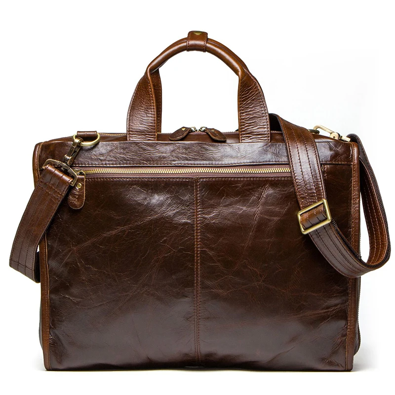 

16 Inches Large Men Briefcase Bag Genuine Leather Shoulder Handbags Business Casual Briefcases Bags for Man Travel Bag Zipper