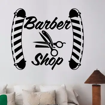 

Barbershop Logo Wall Decal Removable Babershop Wall Window Sticker Vinyl Wall Art Mural Hair Beauty Salon Decoration AY666