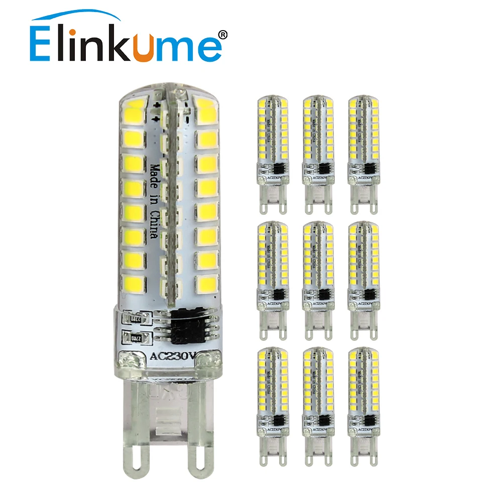 Elinkume 10 шт./лот G9 светодиодный лампы 3 Вт, 4 Вт, мини-лампа 58 64 104 шт. SMD3014 ампулы светодиодный 220V светодиодный Светодиодная лампа-кукуруза для люстры