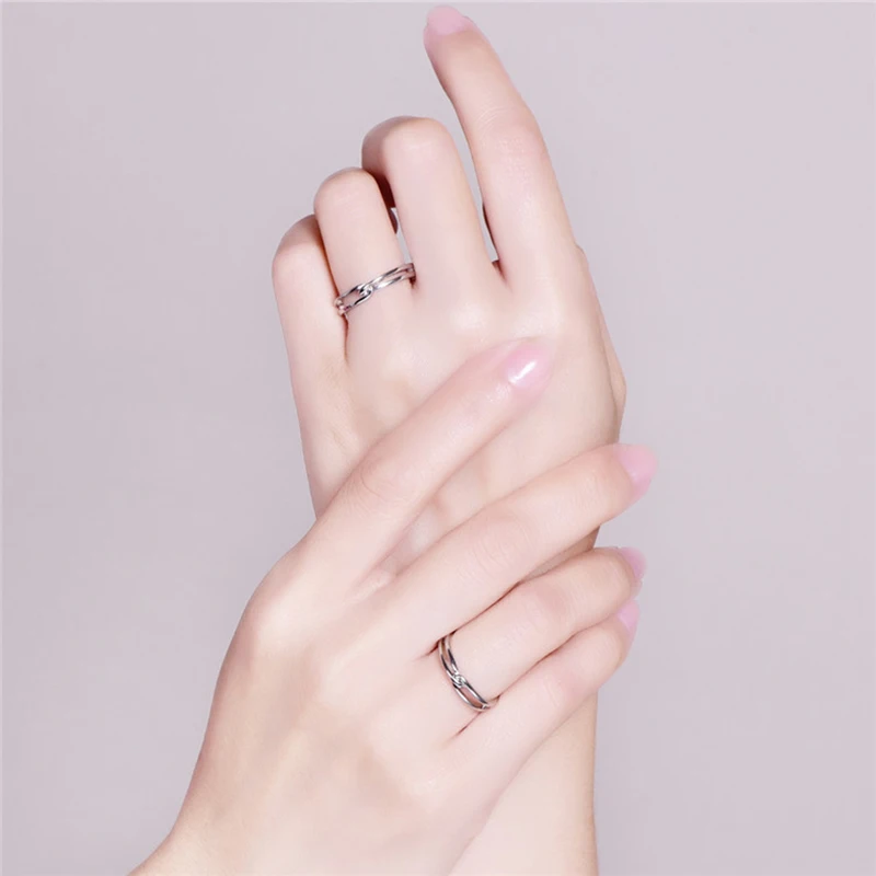 Personalized Stainless Steel Fashion Style Clasped Set Rings Couples Wedding