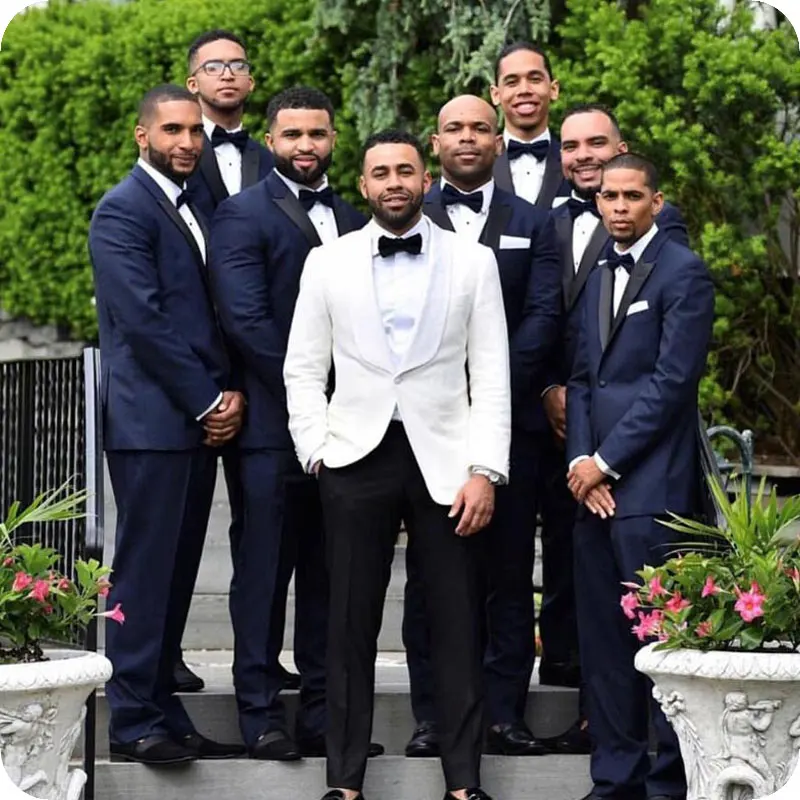 Ivory Groom Wedding Tuxedos Slim Fit Men Suits Shawl Lapel 2Piece Jacket Best Man Blazers Groomsmen Wear Costume Homme Mariage wide shawl lapel men suits for wedding slim fit groom tuxedos 3 piece jacket pants vest man blazers costume homme ternos