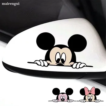 

2PC voyeur Mickey Mouse 3D car stickers for bmw ford nissan toyota TRD accessories rearview mirror sticker funny car window foil