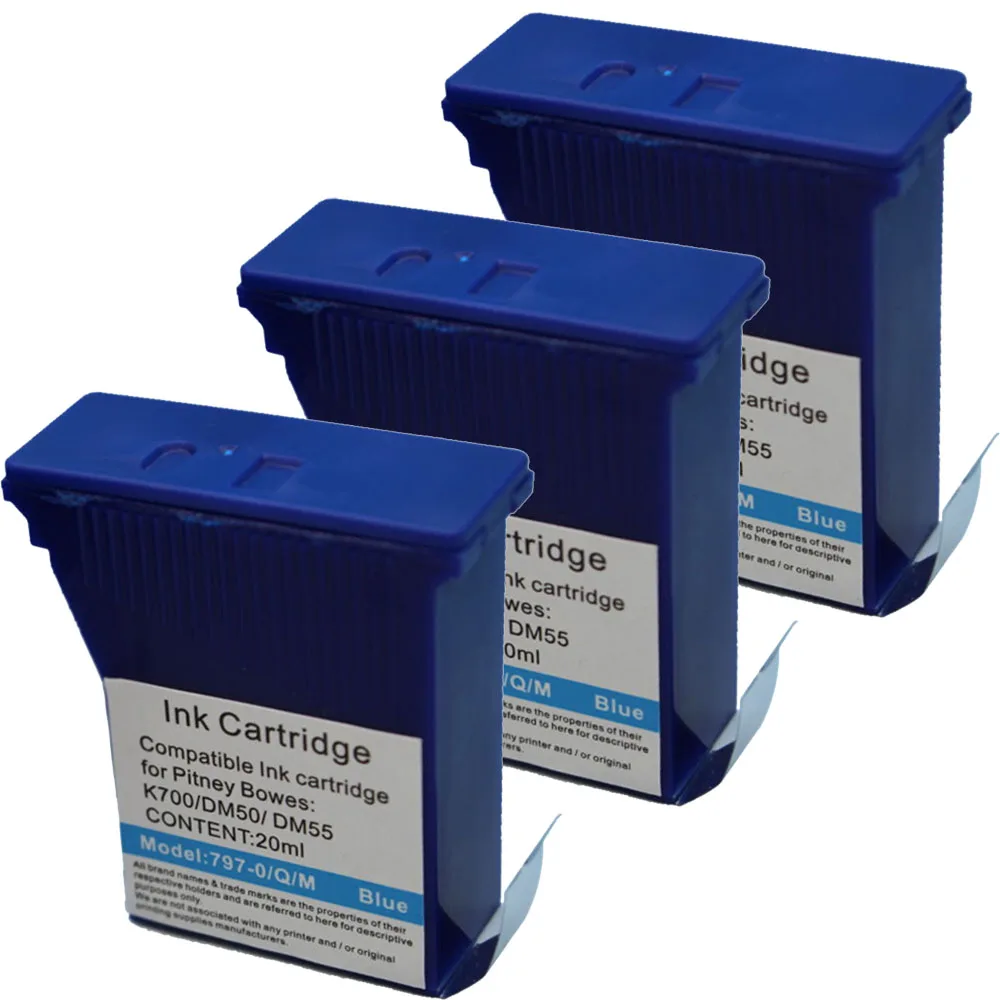 3 Pack Blue Compatible Fluorescent 797 0 Postage Meter Ink for Pitney