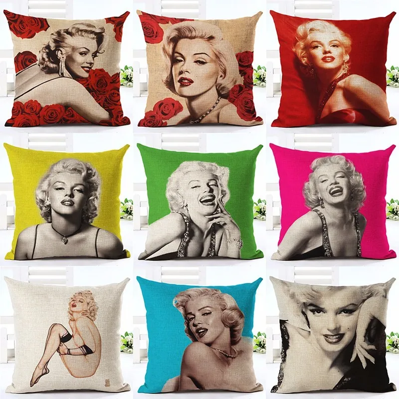

Portrait Style Famous Movie Star Printed Cotton Linen Cushion Cover Sofa Decorative Throw Pillow Home Chair Car Seat Pillow Case