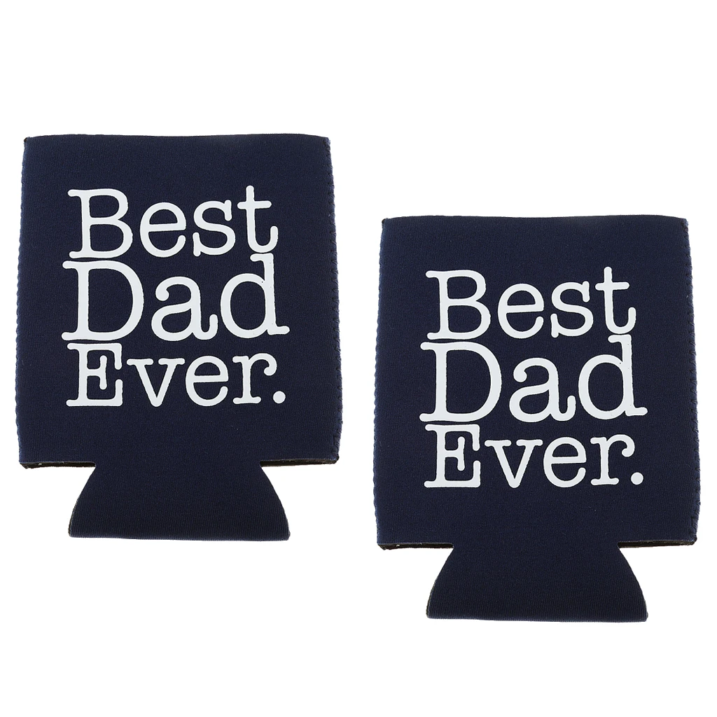 MagiDeal 2pcs Funny BEST DAD EVER Beer Can Holder Cooler Neoprene Beer Can Holders for Wedding Birthday Party Engagement Favors