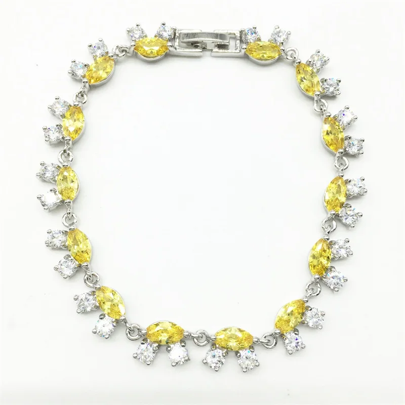 Zircon Bracelet Unique Design Trendy white Plated Luxury Yellow AAA Cubic Zirconia Jewelry Chain Bracelets Wholesale | Украшения и