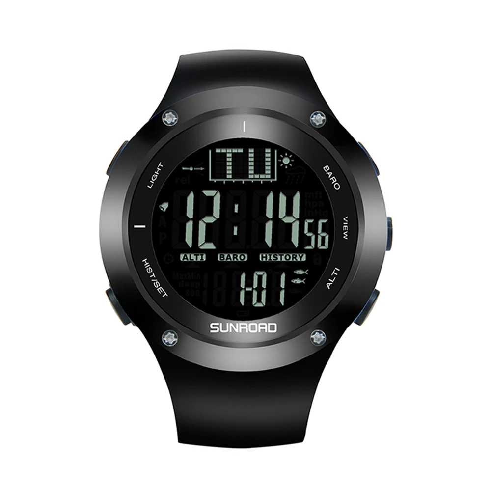 

SUNROAD 5ATM Pedometers Waterproof Backlight Watch Altimeter Thermometer Stopwatch Fishing Barometer Outdoor Sports Watch
