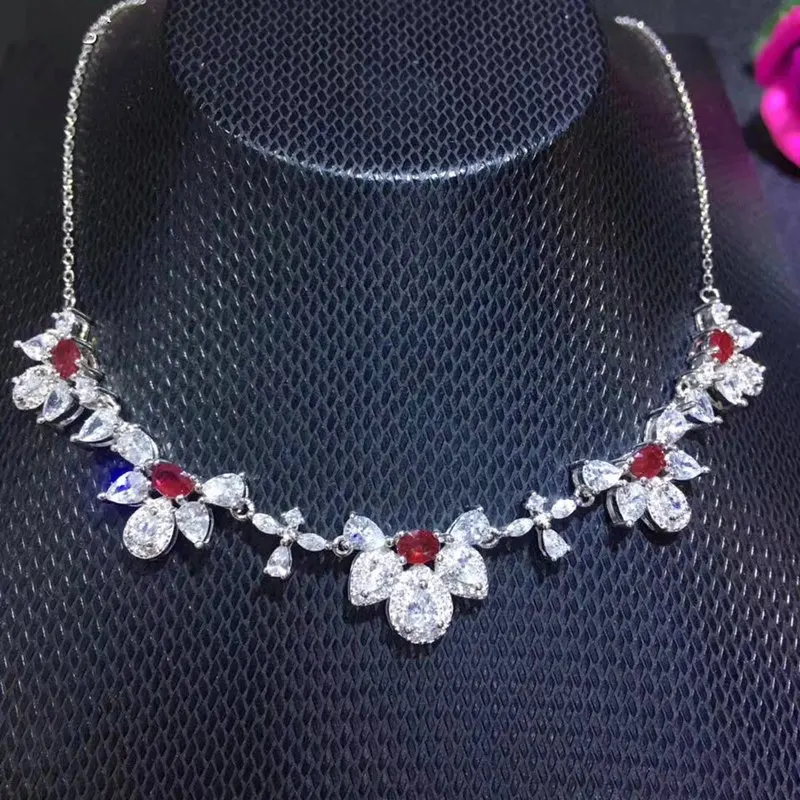 Ruby necklace with pendant Natural real ruby Free shipping 925 sterling