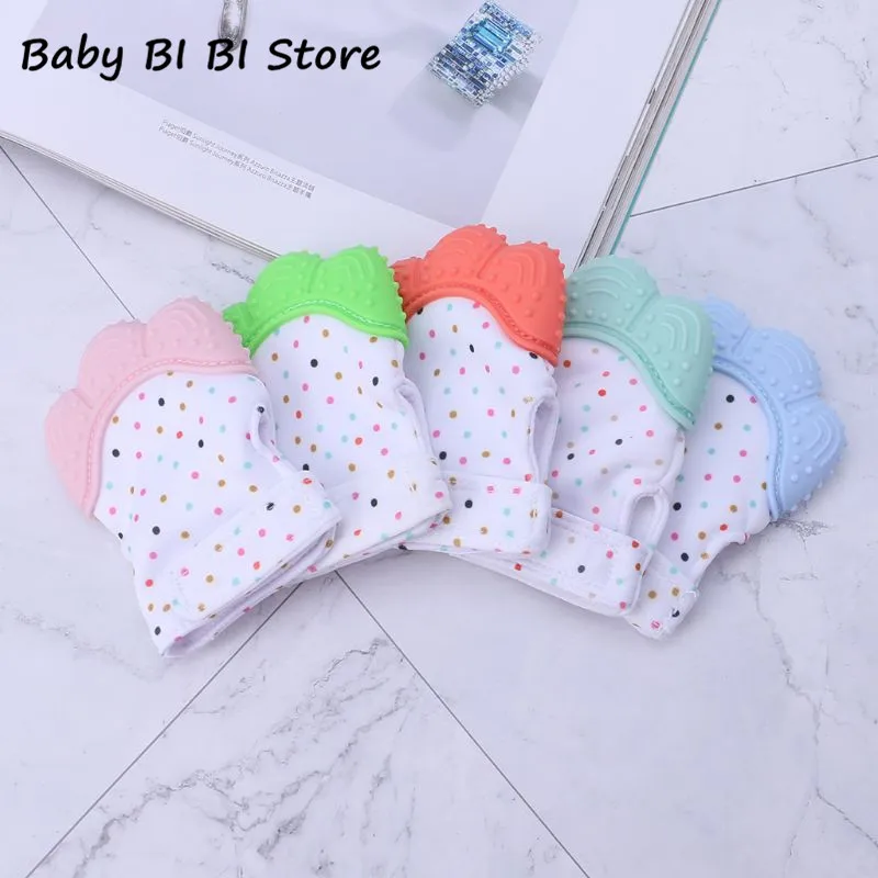 

Baby Teether Gloves Squeaky Grind Teeth Oral Care Teething Pain Relief Newborn Bite Chew Silicone BPA Mitten Nursing Supplies