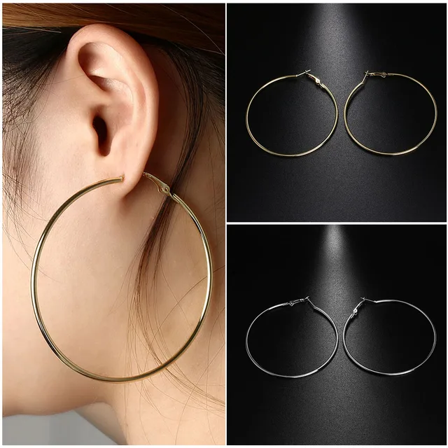 Personality Super Circles Dangle Earrings Metal Thin Hoops Personality Super Circles Dangle Earrings Metal Thin Hoops Silver Gold 10cm 9cm