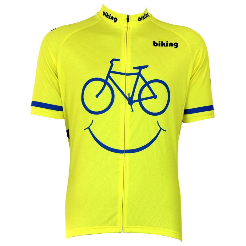 

Yellow Smile Face Biking Alien SportsWear Mens Cycling Jersey Bike Shirt Size 2XS TO 5XL