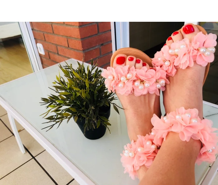 NAN JIU MOUNTAIN/летние сандалии на плоской подошве сандалии Для женщин цветы ручной работы из бисера Стразы Жемчуг Леди ветра плюс Размеры 34–43
