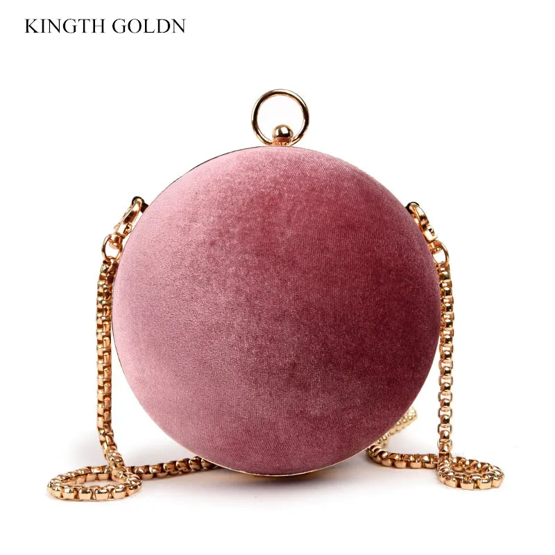 

KINGTH GOLDN Fashion Female Handbags Women High Quality Ladies Chain Shoulder Messenger Bag Round Female Frosted Ball Bag