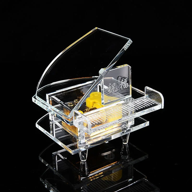 Fashion crystal glass piano music box Sky City Music Box ornaments gift