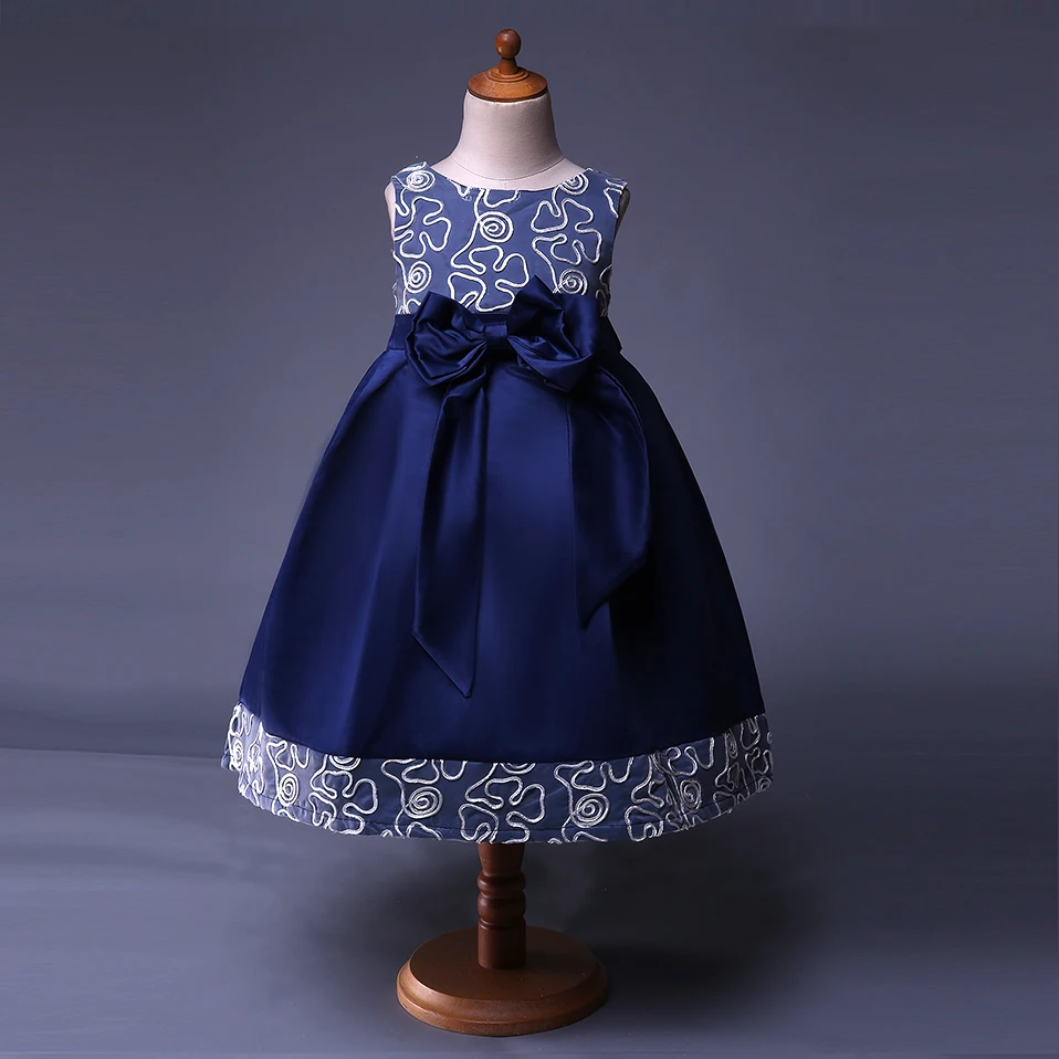 Cutestyles Fancy Flower Girl Dresses Navy Blue Party Baby Dresses For