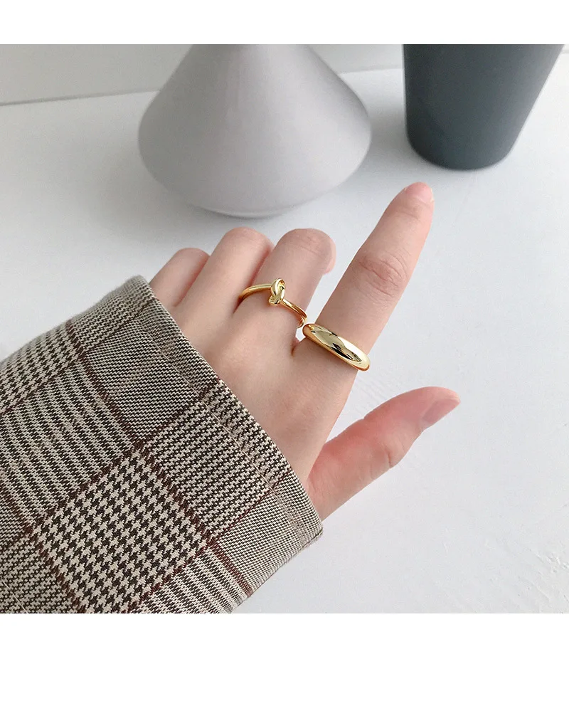 925 стерлингового серебра обручальные кольца для женщин anillos, минималистский цвет золотистый Геометрическая дуги поверхности ювелирное серебряное кольцо