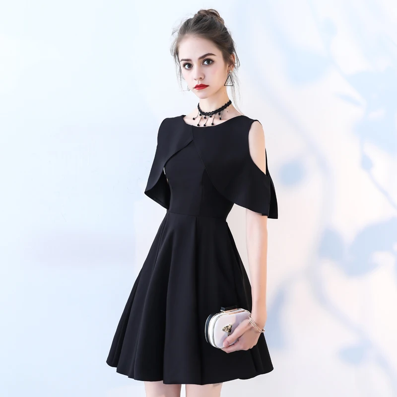 Dress Female 2019 New Summer Birthday Party Dresses Short Dresses Small Dresses Dresses Black Show Shoulder Party