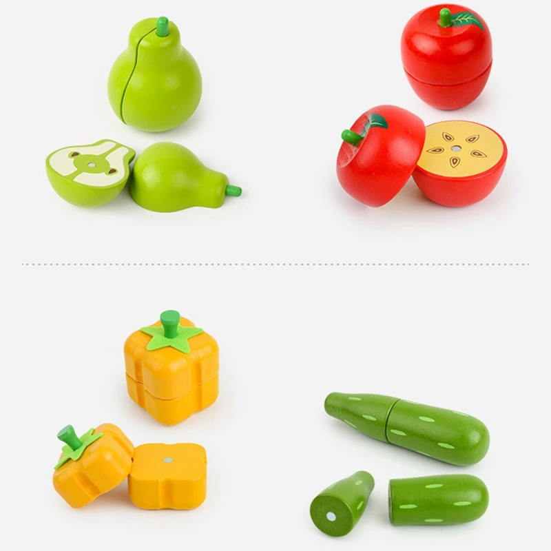 Wooden Cut Fruit And Vegetable Toys Children'S Wooden Simulation Play House Toy Kitchen Set