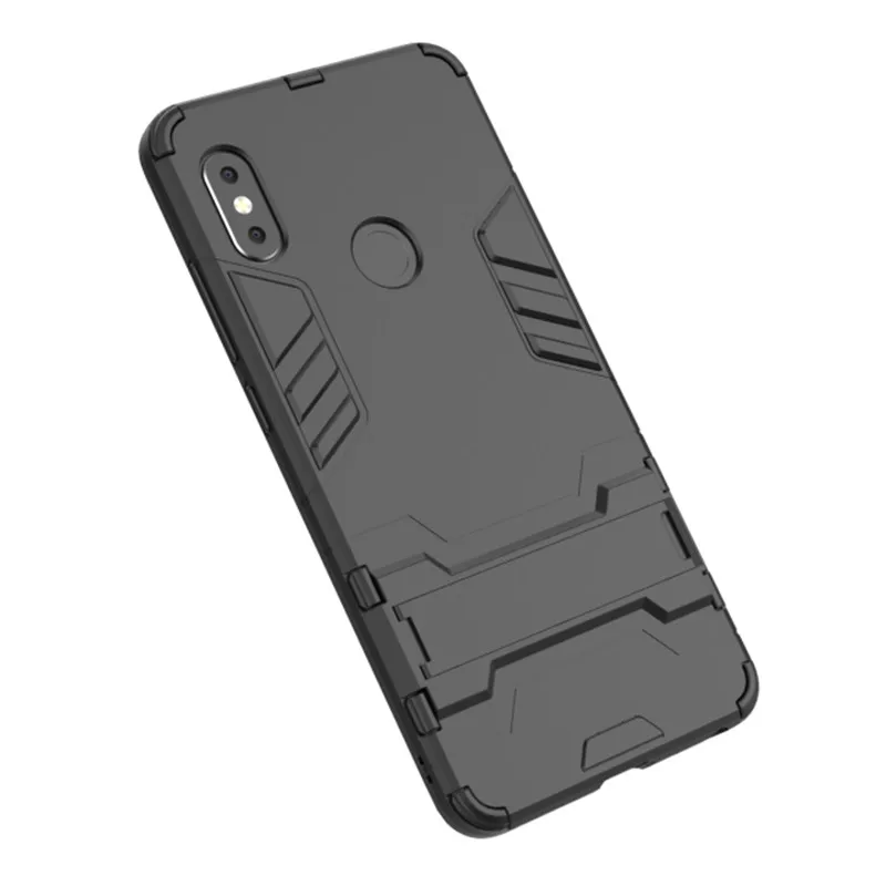 

Soft Silicon +PC Hard Armor Iron Man Case For Xiaomi Redmi Note 5 Pro Phone Back Cover With Stand