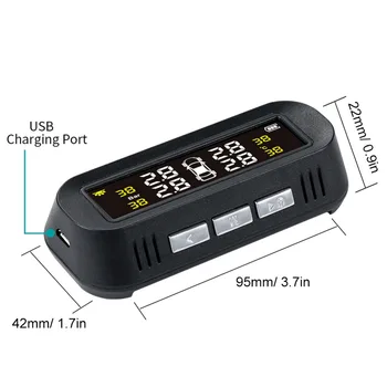 

Pressure Sensor Charged By Solar USB Do Not Block Sight Car TPMS Tire Pressure Monitor System Solar Power Internal Digita