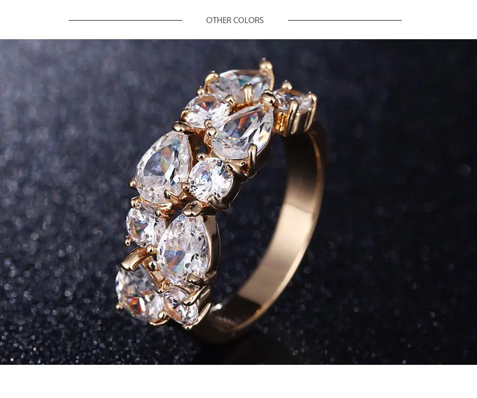 UMODE обручальное кольцо золотые женские кольца модные красочные AAA+ Капли Воды Кубический цирконий металлические украшения для женщин UR0441