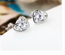 

TE001 925 Sterling Silver Earrings heart with box