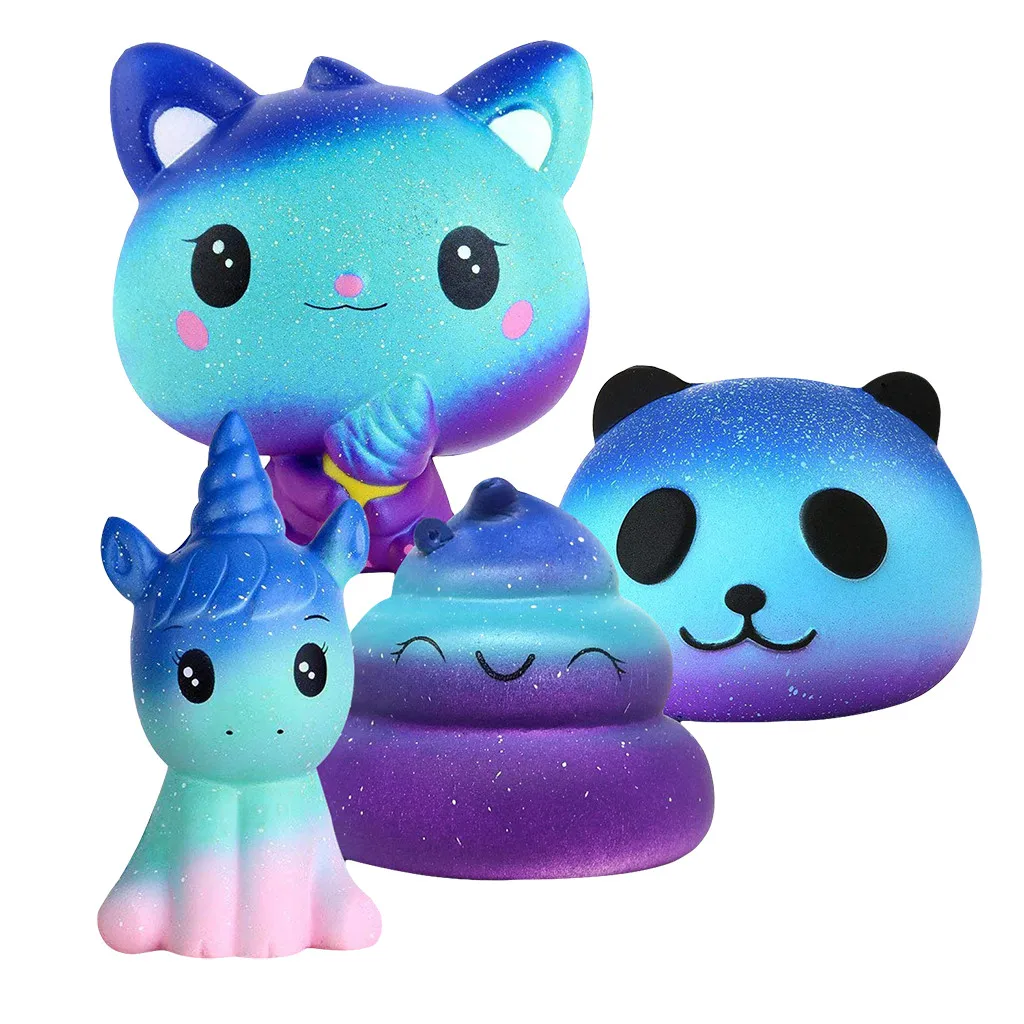 

4 pcs Desire Deluxe Kawaii Squishies Pack (Unicorn Donut + Cat + Panda + Poop) squishy mochi squishies toy squeeze squish W506