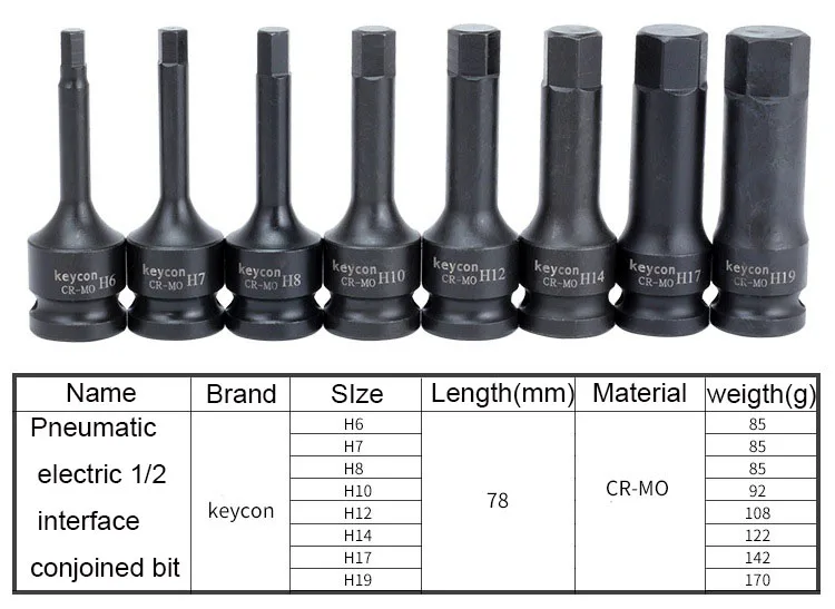 78 мм Длина 1/" 12,5 мм привод серый пневматический шестигранный Драйвер гнездо внутренний Шестигранная головка отвертка бит пневматический h-тип шестигранный разъем