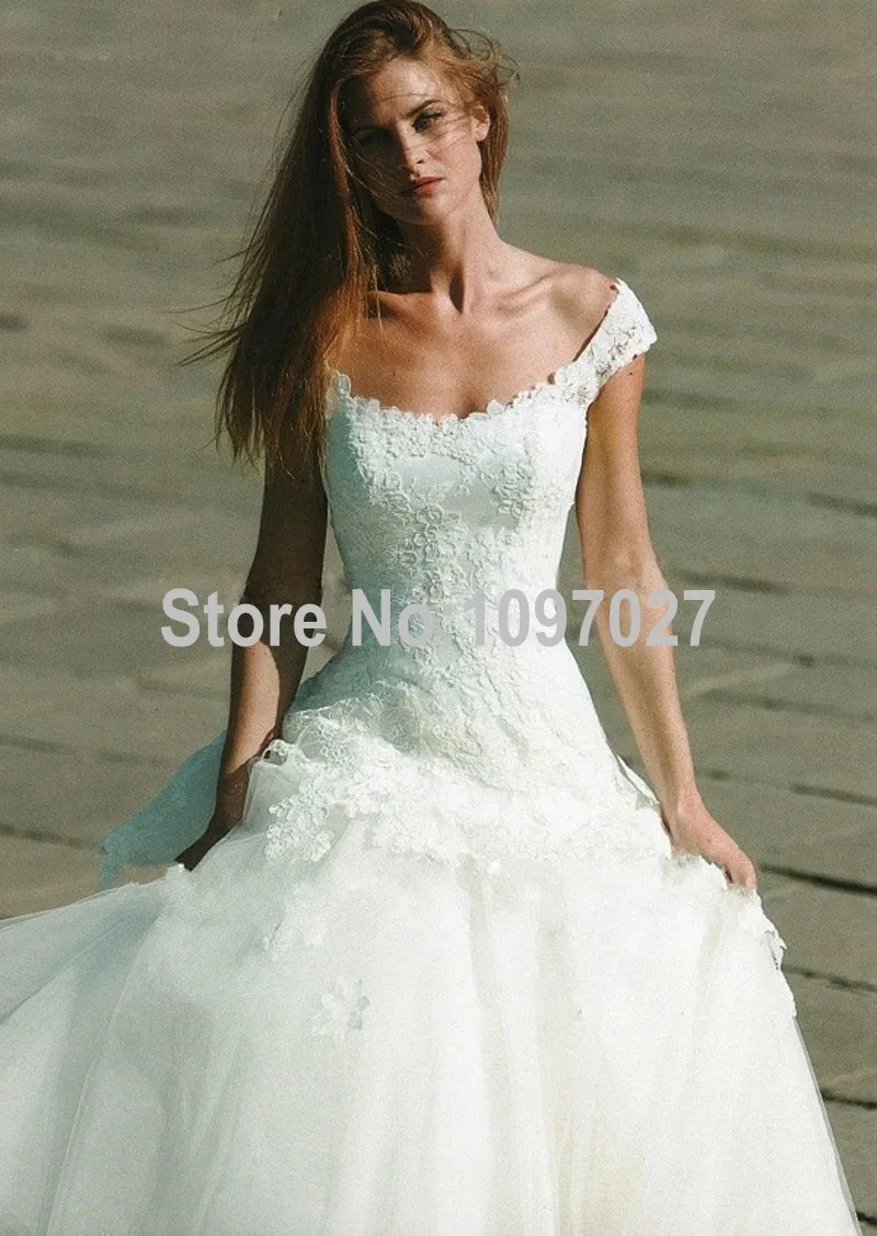Elegant Lace Overlay Ball Gown font b Wedding b font font b Dresses b font Sweep