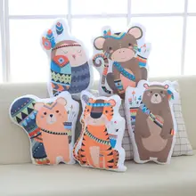 Креативная плюшевая подушка в виде животных с изображением обеих сторон, мягкие подушки с принтом, детская кроватка, кресло, подушки, тигр, сова, медведь, обезьяна