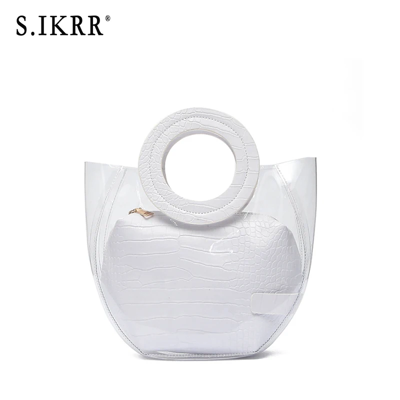 S.IKRR Summer mother bag transparent lady bag jelly multicolor luxury designer handbags high quality