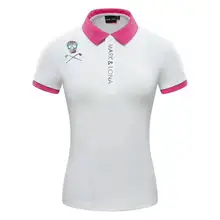 Новая женская летняя метка с черепом LONA Golf тренировочные футболки отложной воротник короткий рукав на открытом воздухе Спорт Гольф женская футболка