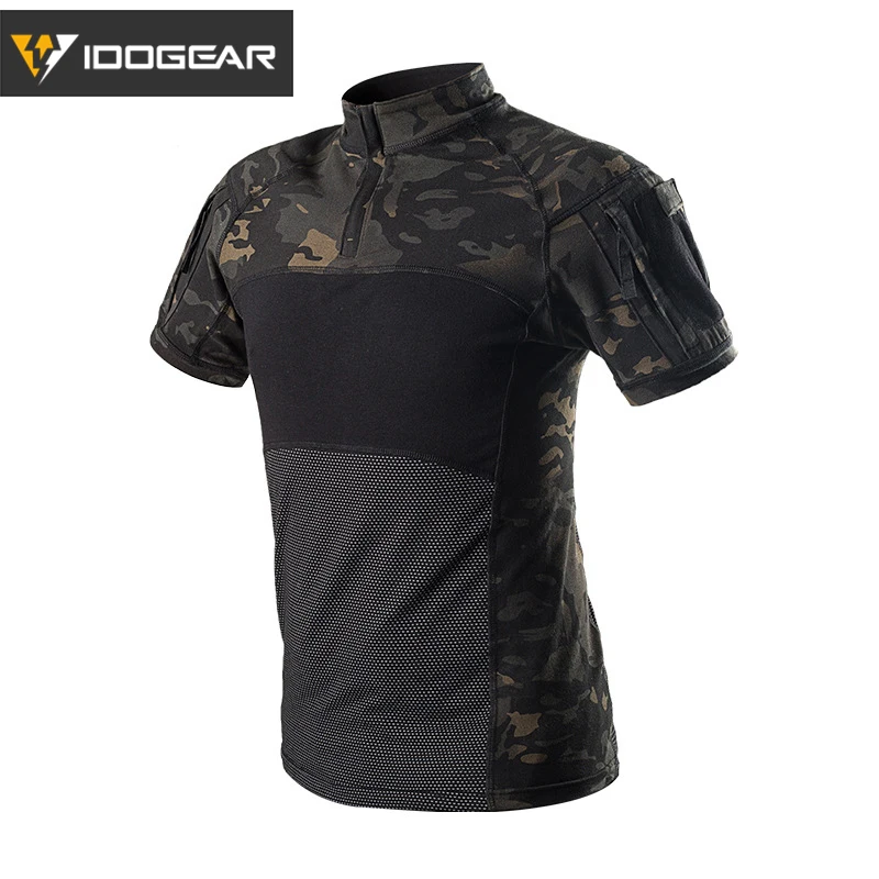

IDOGEAR Tactical Shirt Short Sleeve Top Camo Airsoft Outdoor Black MultiCam Military Combat T-Shirt Summer 3104