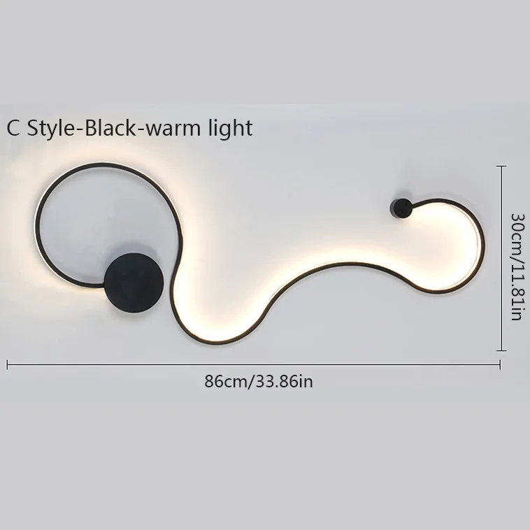 Модная бра led настенная лампа змейка светодиодная лампа Тверческая длинная лампа Led Настенный светильник в спальню освещение для гостиной потолочный домашний свет на стену - Цвет абажура: C Style Black Color