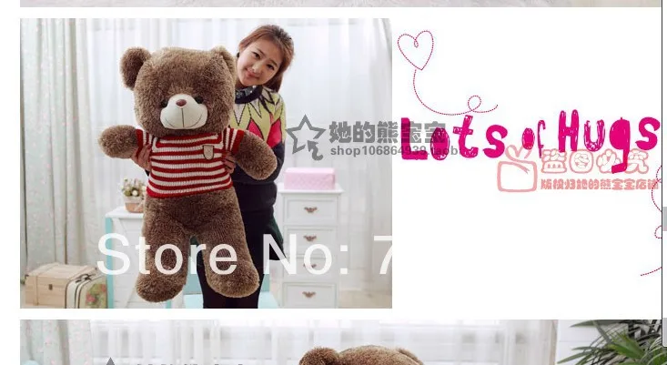 

New stuffed red stripes sweater teddy bear Plush 80 cm Doll 31 inch Toy gift wb4251