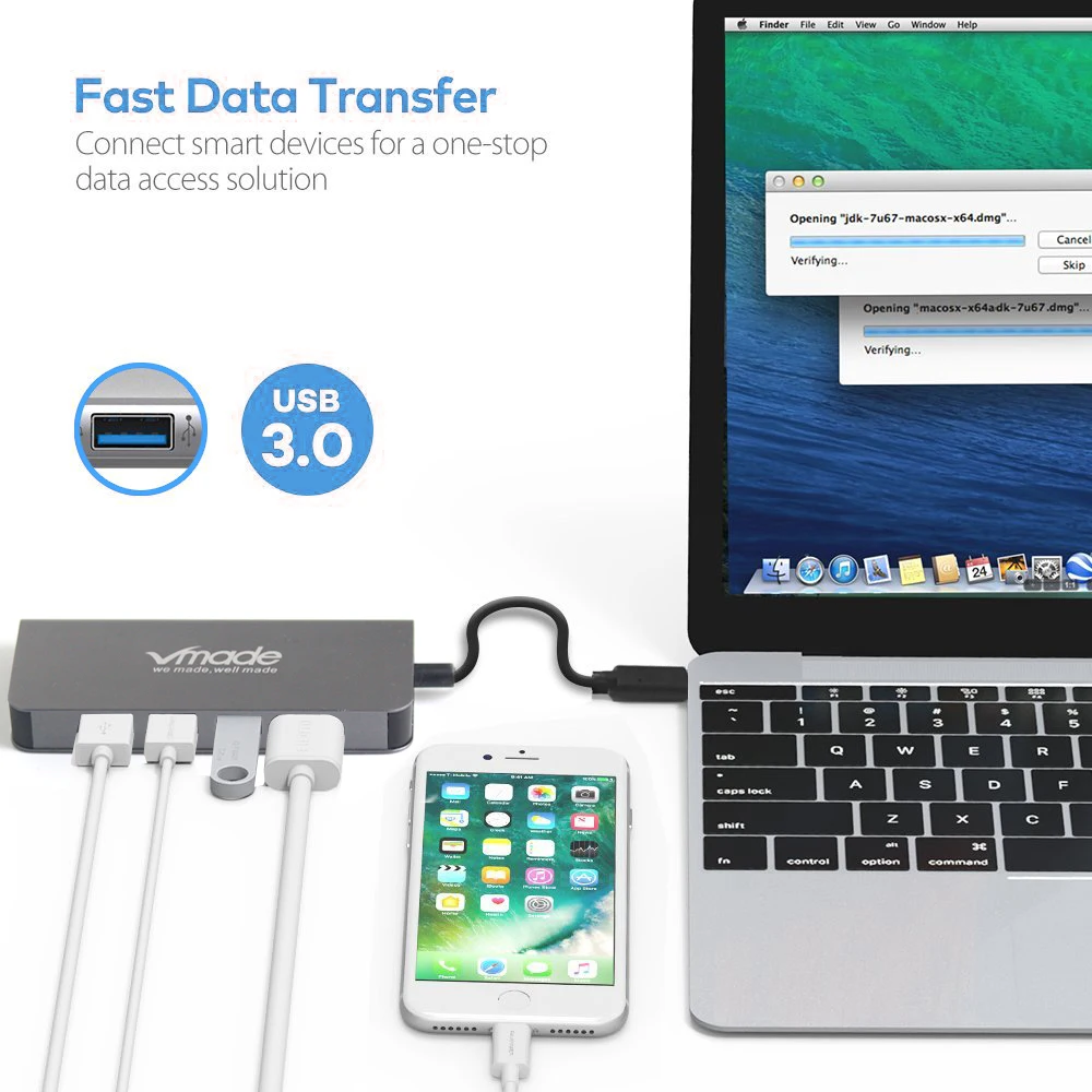 Адаптер для мобильного телефона Vmade 8 в 1 USB C Type SD/TF карта ридер адаптер Huawei Samsung
