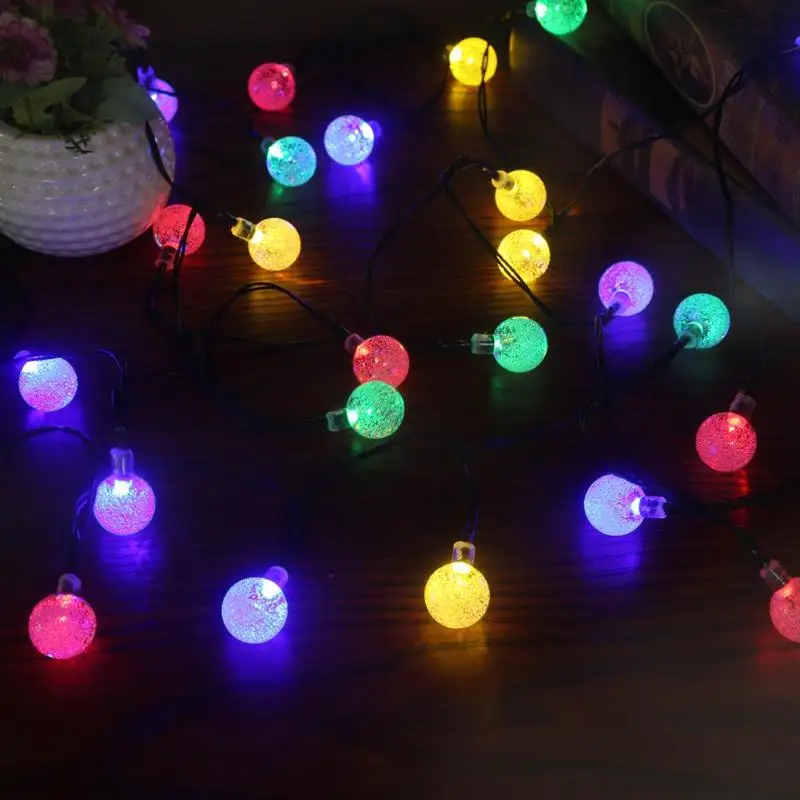 Светящаяся гирлянда с солнечной батареей 30LED круглые бусины декоративные